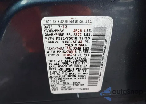 2013 Nissan Rogue S from USA, damaged, VIN JN8AS5MVXDW144521